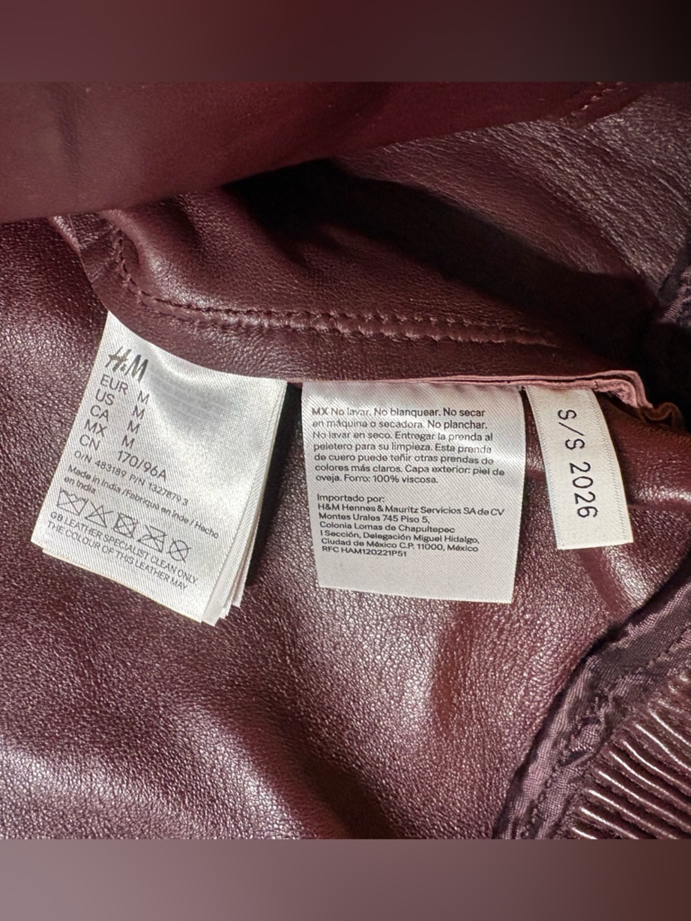 H&M STUDIO COLLECTION 2026 NWT Burgundy
Leather Bomber Jacket in Sz M - Picture 12 of 16